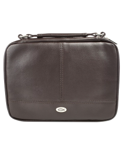 Brown Two-Fold Laux Leather Bible Case